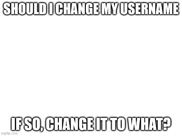 SHOULD I CHANGE MY USERNAME; IF SO, CHANGE IT TO WHAT? | made w/ Imgflip meme maker