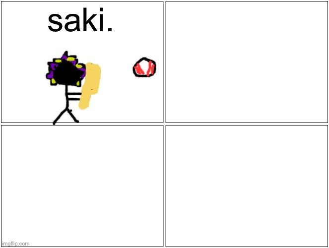 draw an your oc with a weapon or smth | saki. | image tagged in memes,blank comic panel 2x2 | made w/ Imgflip meme maker