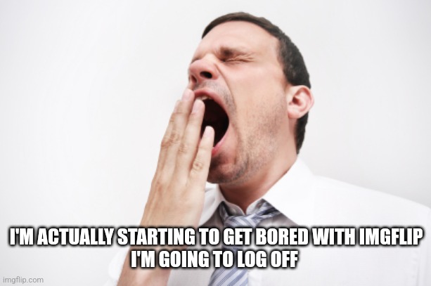 yawningface | I'M ACTUALLY STARTING TO GET BORED WITH IMGFLIP
I'M GOING TO LOG OFF | image tagged in yawningface | made w/ Imgflip meme maker