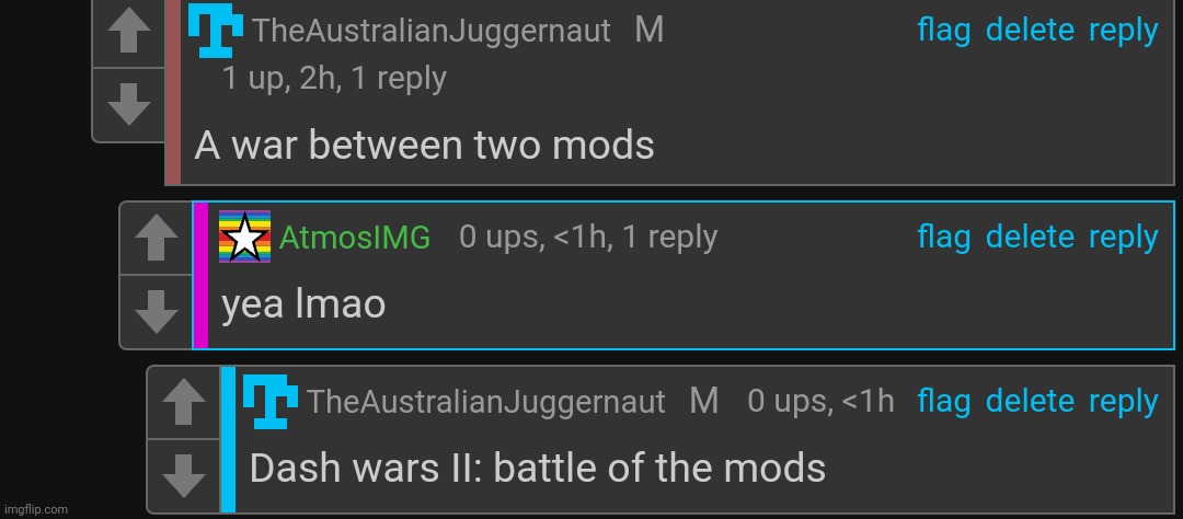 Dash wars II: battle of the mods (this took place in the gd stream) | made w/ Imgflip meme maker