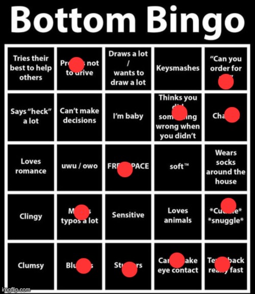 Ur doing it so why not lemme join :3 | image tagged in bottom bingo | made w/ Imgflip meme maker