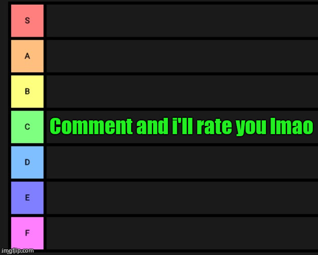 Tier List | Comment and i'll rate you lmao | image tagged in tier list | made w/ Imgflip meme maker