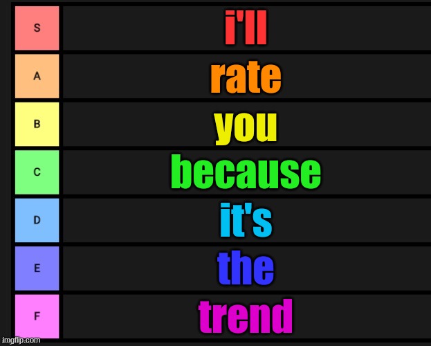 maybe if you follow me I'll rate a bit better | i'll; rate; you; because; it's; the; trend | image tagged in tier list | made w/ Imgflip meme maker