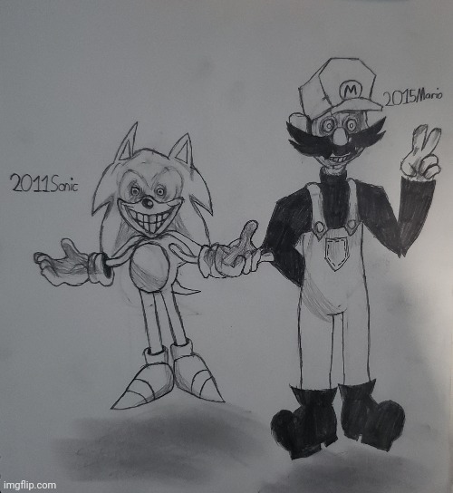 The Void Siblings | image tagged in sonic exe,mario,exe,creepypasta,drawing | made w/ Imgflip meme maker