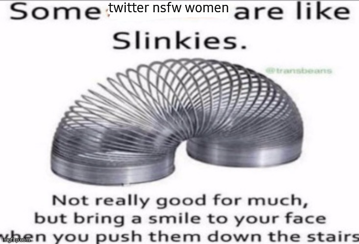 shu- | twitter nsfw women | image tagged in some _ are like slinkies | made w/ Imgflip meme maker