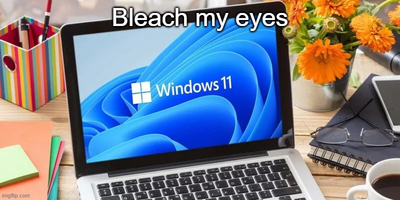 what... | Bleach my eyes | image tagged in windows 11,windows,mac | made w/ Imgflip meme maker