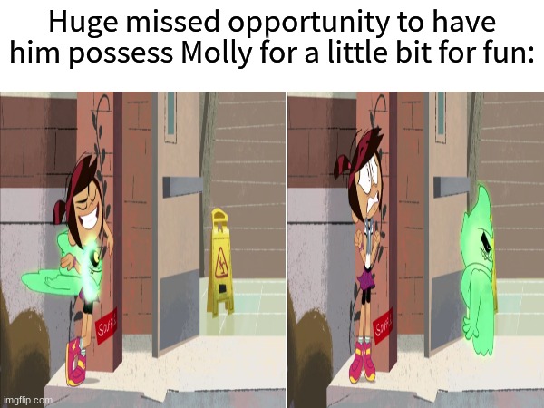 The Ghost and Molly McGee Double Double Darryl & Trouble | Huge missed opportunity to have him possess Molly for a little bit for fun: | image tagged in memes,funny,the ghost and molly mcgee,disney,cartoon | made w/ Imgflip meme maker