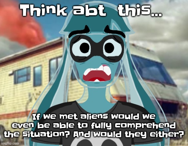 Gwuh | Think abt  this... If we met aliens would we even be able to fully comprehend the situation? And would they either? | image tagged in skatez waltuh | made w/ Imgflip meme maker