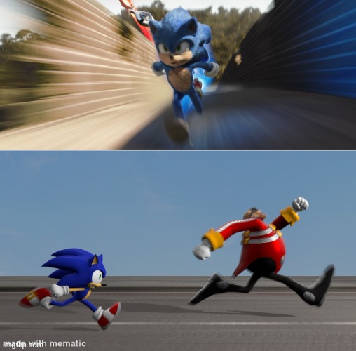 Sonic movie template | image tagged in eggman chase | made w/ Imgflip meme maker