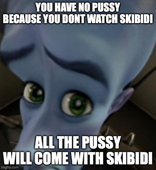 Megamind no bitches | YOU HAVE NO PUSSY BECAUSE YOU DONT WATCH SKIBIDI; ALL THE PUSSY WILL COME WITH SKIBIDI | image tagged in megamind no bitches | made w/ Imgflip meme maker