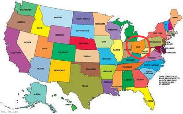 Telling SkibidiOhioSigma that Ohio is a state, not a personal belonging | image tagged in usa map | made w/ Imgflip meme maker