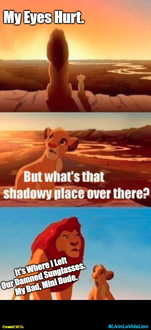 #LivinLaVidaLion [NV] | OzwinEVCG; #LivinLaVidaLion | image tagged in fun,silly,father,son,simba shadowy place,necessary accessories | made w/ Imgflip meme maker