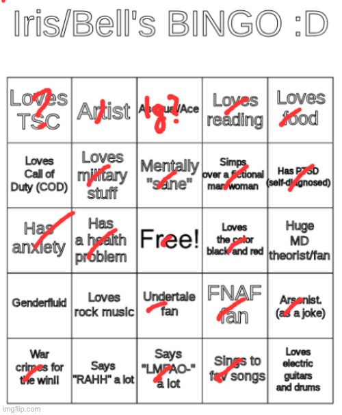 Iris Bingo | image tagged in iris bingo | made w/ Imgflip meme maker
