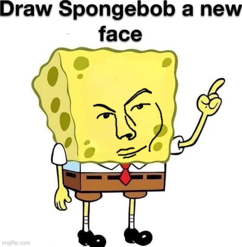 rizzbob | image tagged in draw spongebob a new face | made w/ Imgflip meme maker