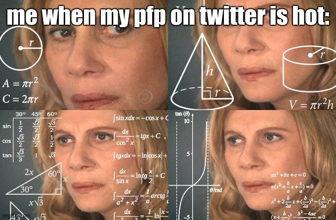 hmmmm | me when my pfp on twitter is hot: | image tagged in calculating meme,vtuber | made w/ Imgflip meme maker