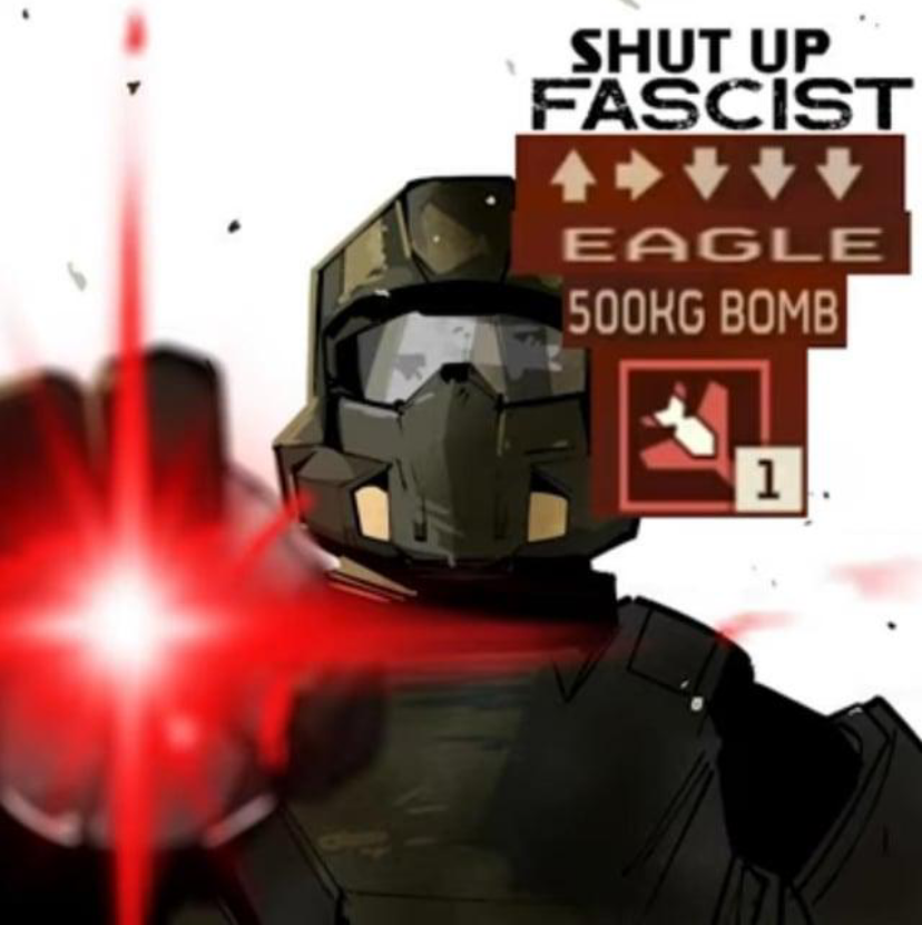 SHUT UP FASCIST ⬆️➡️⬇️⬇️⬇️ EAGLE 500KG BOMB Blank Meme Template