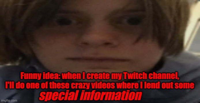 yk yk, if you want to know, I'll have to tell you in memechat | Funny idea: when I create my Twitch channel, I'll do one of these crazy videos where I lend out some; special information | image tagged in darthswede silly serious face | made w/ Imgflip meme maker