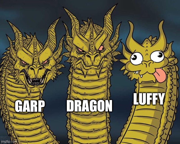 Three dragons | DRAGON; LUFFY; GARP | image tagged in three dragons | made w/ Imgflip meme maker