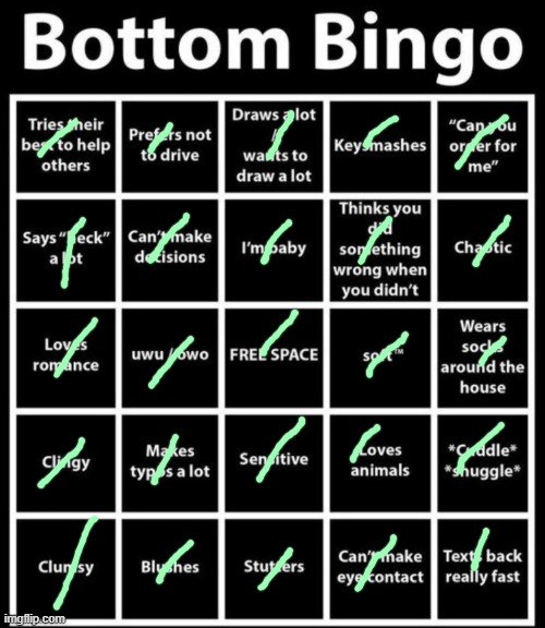 If y'all couldn't tell :3 | image tagged in bottom bingo | made w/ Imgflip meme maker