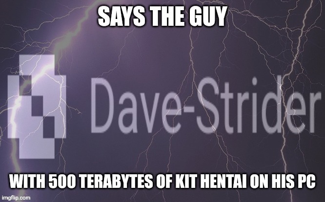 Says the guy with 500 terabytes of kit hentai on his pc | image tagged in says the guy with 500 terabytes of kit hentai on his pc | made w/ Imgflip meme maker