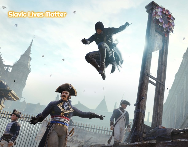 Assassin's creed jump | Slavic Lives Matter | image tagged in assassin's creed jump,slavic | made w/ Imgflip meme maker