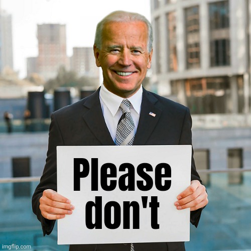 Joe Biden Blank Sign | Please don't | image tagged in joe biden blank sign | made w/ Imgflip meme maker
