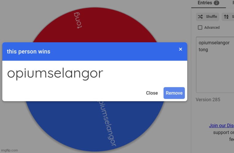 opiumselangor wins, tong loses | made w/ Imgflip meme maker