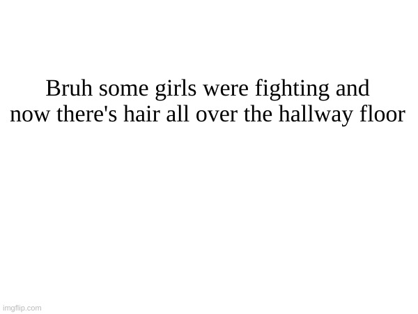 Bruh some girls were fighting and now there's hair all over the hallway floor | made w/ Imgflip meme maker