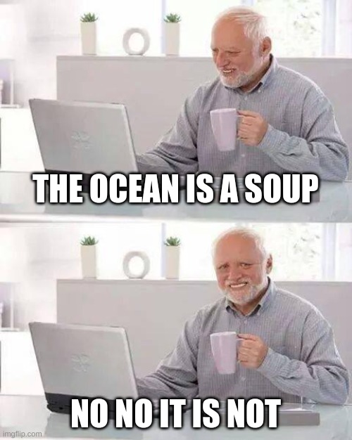 Hide the Pain Harold Meme | THE OCEAN IS A SOUP; NO NO IT IS NOT | image tagged in memes,hide the pain harold | made w/ Imgflip meme maker