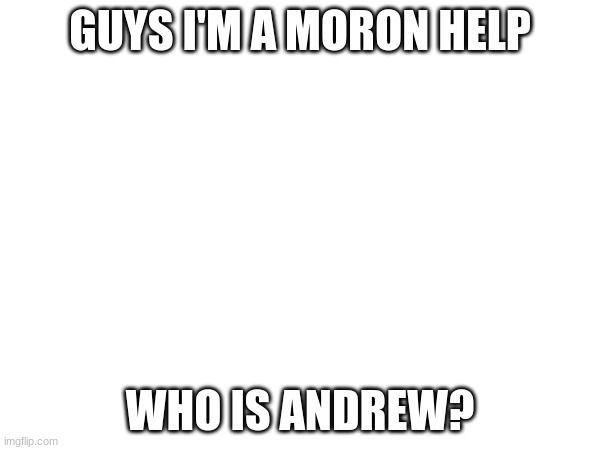 GUYS I'M A MORON HELP; WHO IS ANDREW? | made w/ Imgflip meme maker