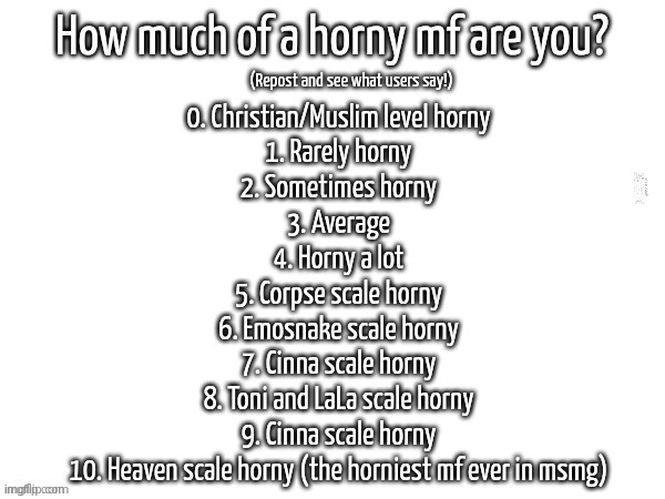 How much of a horny mf are you? | image tagged in how much of a horny mf are you,there's nothing there guys no secrets guys | made w/ Imgflip meme maker