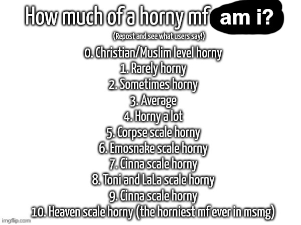 How much of a horny mf are you? | am i? | image tagged in how much of a horny mf are you | made w/ Imgflip meme maker