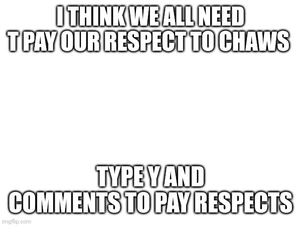 The key in life | I THINK WE ALL NEED T PAY OUR RESPECT TO CHAWS; TYPE Y AND COMMENTS TO PAY RESPECTS | image tagged in chaws | made w/ Imgflip meme maker