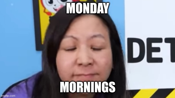 exhausted ryan | MONDAY; MORNINGS | image tagged in exhausted ryan,mondays,monday mornings,ryan's world,memes | made w/ Imgflip meme maker