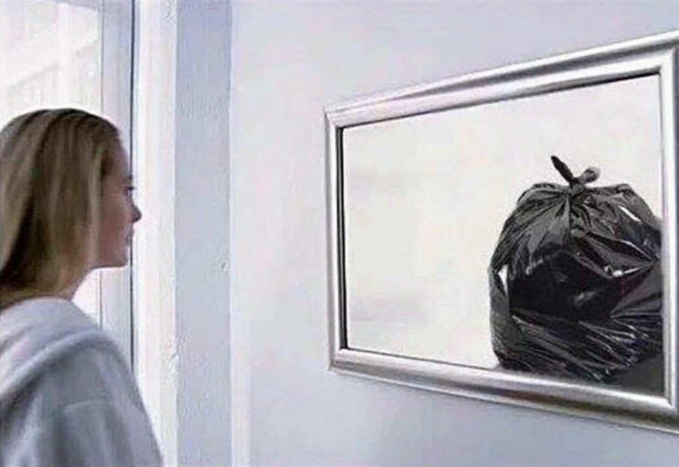 High Quality Trash person reflection Blank Meme Template