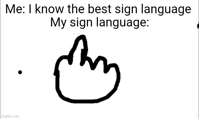 white background | Me: I know the best sign language 
My sign language: | image tagged in white background | made w/ Imgflip meme maker