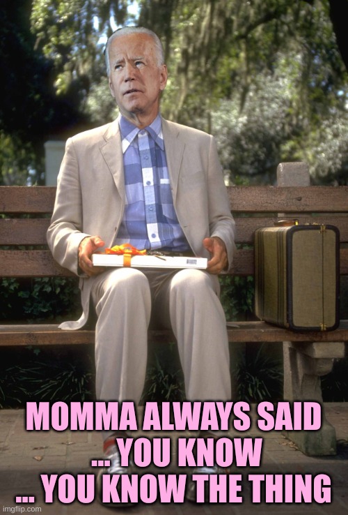 Joe Biden | MOMMA ALWAYS SAID  ... YOU KNOW ... YOU KNOW THE THING | image tagged in joe biden | made w/ Imgflip meme maker