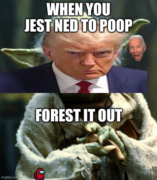 Star Wars Yoda | WHEN YOU JEST NED TO POOP; FOREST IT OUT | image tagged in memes,star wars yoda | made w/ Imgflip meme maker