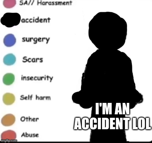 lol | I'M AN ACCIDENT LOL | image tagged in make your own | made w/ Imgflip meme maker