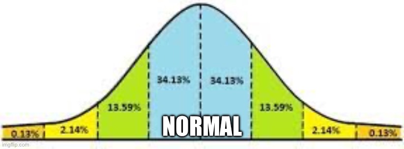 Normal (Bell) Curve | NORMAL | image tagged in normal bell curve | made w/ Imgflip meme maker