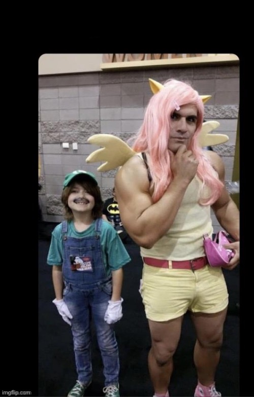 That kid | image tagged in fluttershy and luigi | made w/ Imgflip meme maker