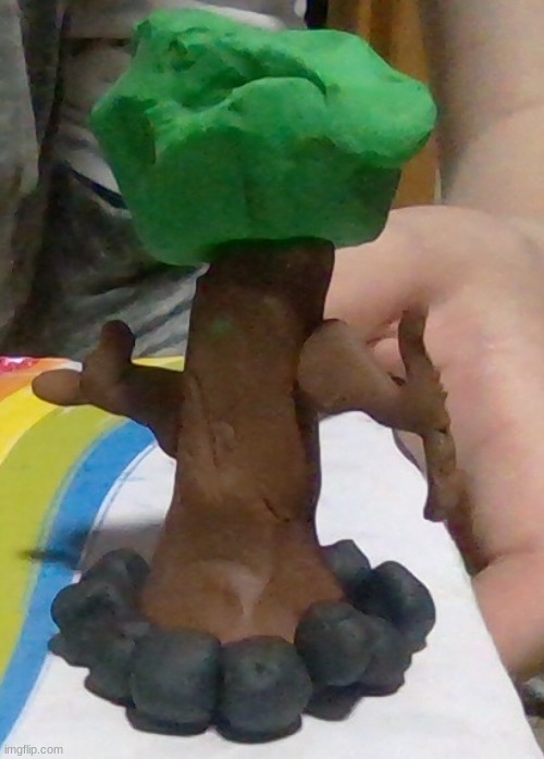 the quality is horrible but i made a tree out of cheap clay :) im really proud of it | made w/ Imgflip meme maker