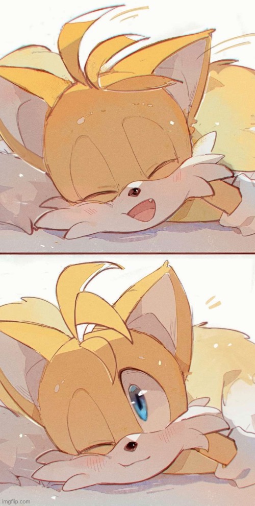 Feeling down? Have this cute image of (almost) everyone’s favourite fox, tails (art credits: some dude on Pinterest I forgot) | made w/ Imgflip meme maker