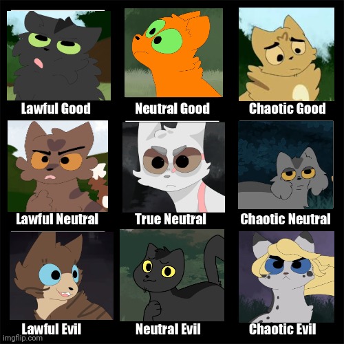 Warrior Cats Alignment Chart | image tagged in alignment chart | made w/ Imgflip meme maker