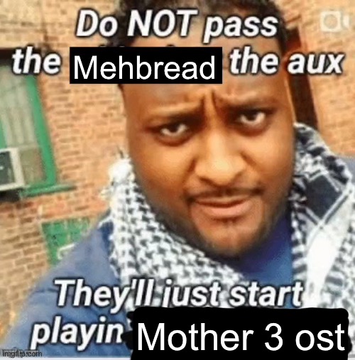 Do not pass the X the aux They’ll just start playin Y | Mehbread; Mother 3 ost | image tagged in do not pass the x the aux they ll just start playin y | made w/ Imgflip meme maker