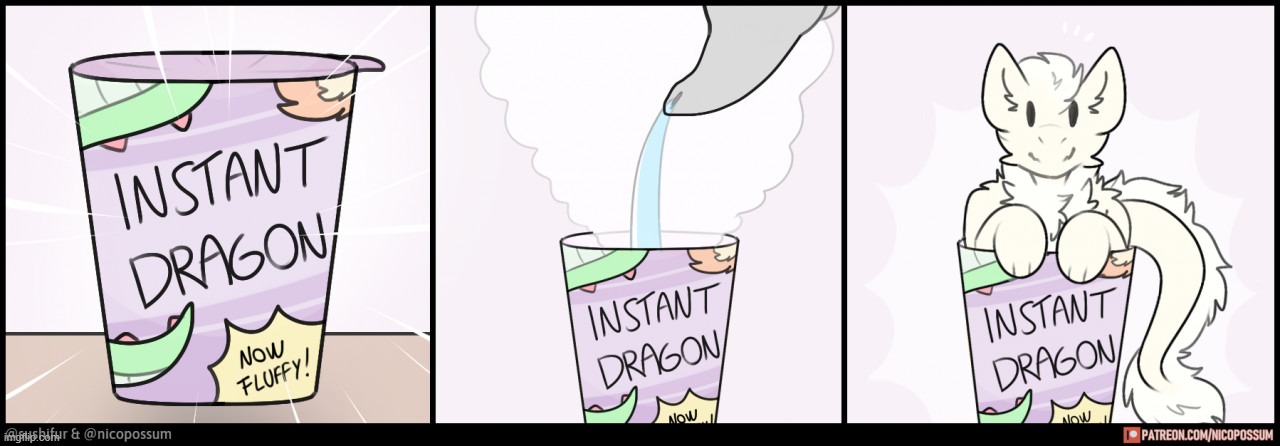 Instant dragon (now fluffy) | image tagged in instant dragon now fluffy | made w/ Imgflip meme maker