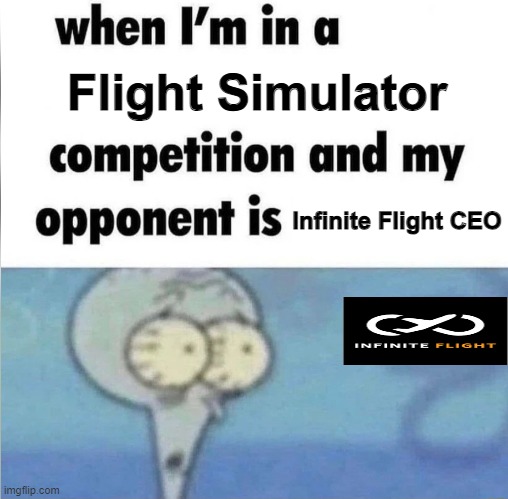 I'd literally lose | Flight Simulator; Infinite Flight CEO | image tagged in whe i'm in a competition and my opponent is,just like the simulations,memes | made w/ Imgflip meme maker