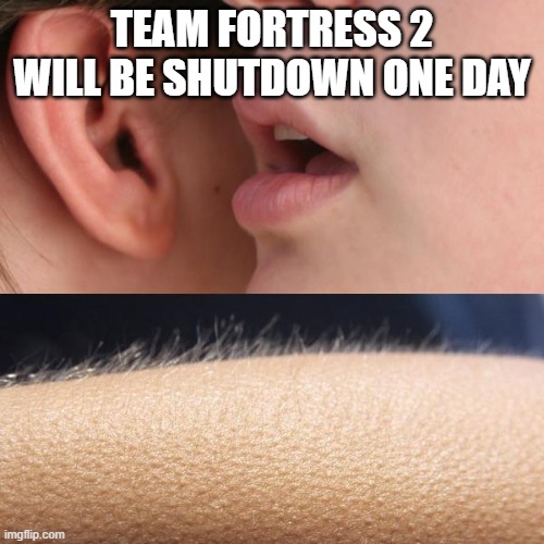 One day, tf2 will be gone. | TEAM FORTRESS 2 WILL BE SHUTDOWN ONE DAY | image tagged in whisper and goosebumps,team fortress 2 | made w/ Imgflip meme maker