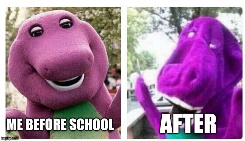 Œ | AFTER; ME BEFORE SCHOOL | image tagged in final exams be like | made w/ Imgflip meme maker