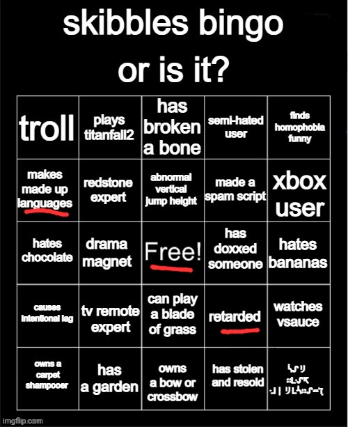 real | image tagged in skibbles kys bingo | made w/ Imgflip meme maker